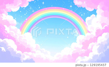 幻想的な雲とキラキラした虹の可愛い背景 幻想的な雲とキラキラした虹の可愛い背景 129195437