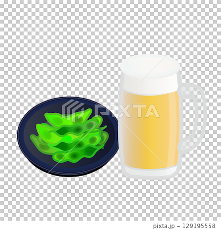 啤酒裡的毛豆插圖 129195558