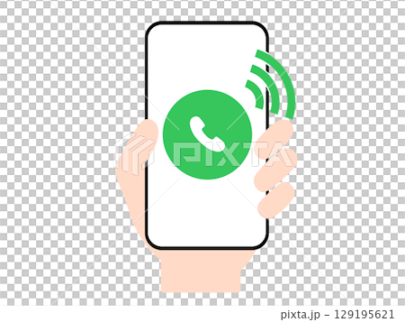 スマホ操作をする手のイラスト｜発信・音声通信・電話中などのアイコン 129195621