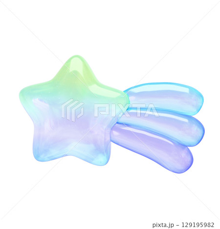 ぷっくりシール風3Dイラスト 流れ星 ぷっくりシール風3Dイラスト 流れ星 129195982