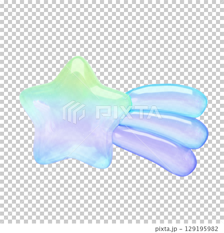 泡泡貼紙式 3D 插畫：流星 129195982