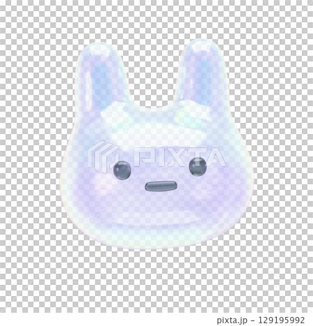 ぷっくりシール風3Dイラスト　うさぎ 129195992