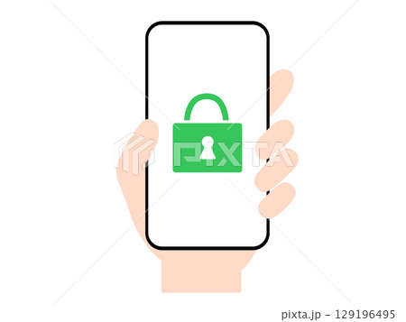 スマホ操作をする手のイラスト｜セキュリティ・ロック・プライバシー保護などのアイコン 129196495