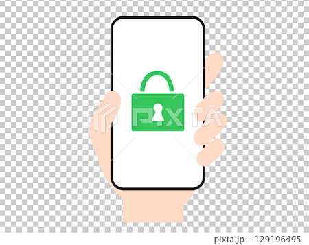 スマホ操作をする手のイラスト｜セキュリティ・ロック・プライバシー保護などのアイコン 129196495