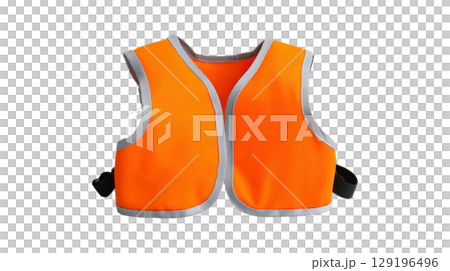 A bright orange child's life vest for water safety, boating, and swimming 129196496