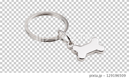 Pet identification tag or keychain accessory in the shape of a bone for dog lovers 129196509