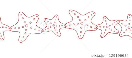 Seamless outline border with red starfish Seamless outline border with red starfish 129196684