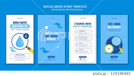 Flat Style Cartoon Illustration for World Water Monitoring Day Social Media Stories 129196985