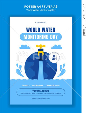 Environmental Protection and World Water Monitoring Day Vector Design for Social Media Flyer 129196987