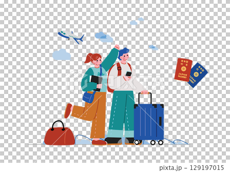 旅行 留学に旅立つ男女 旅行 留学に旅立つ男女 129197015