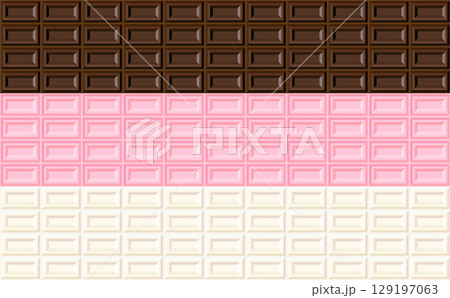3種類の板チョコが並んだ背景イラスト素材 3種類の板チョコが並んだ背景イラスト素材 129197063