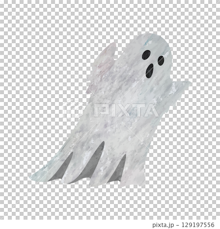 水彩で描かれた手描き風のオバケのイラスト 129197556