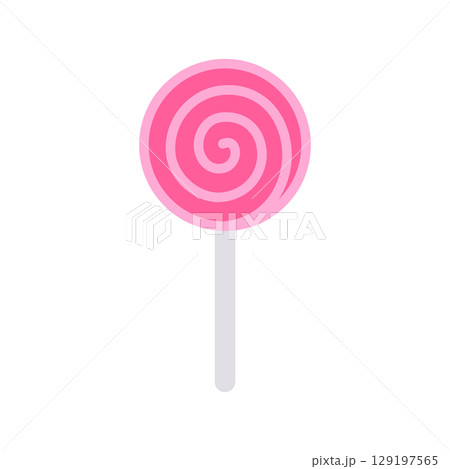 ピンク色のぺろぺろキャンディのイラスト 129197565