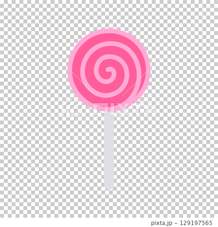 ピンク色のぺろぺろキャンディのイラスト 129197565