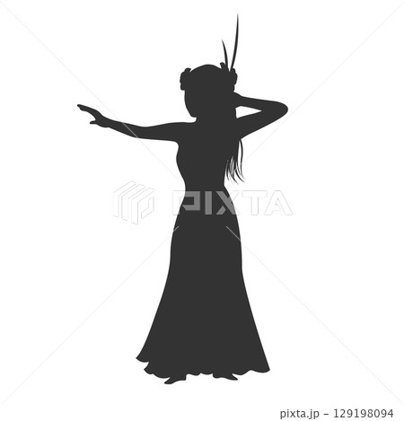 フラダンスのシルエットイラスト素材 129198094