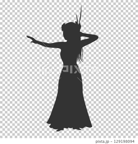 フラダンスのシルエットイラスト素材 129198094