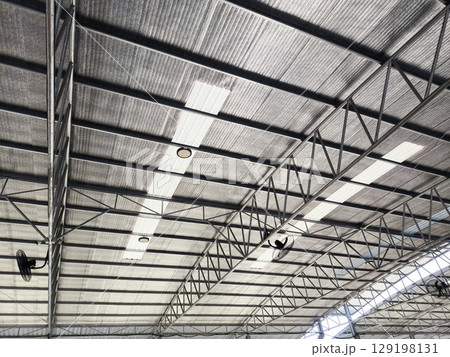 Interior View of a Metal Roof Structure 129198131
