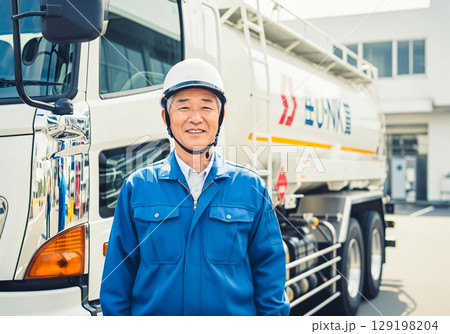 タンクローリーのベテランドライバー 129198204