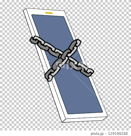Smartphone with chain Security Concept. Smartphone with chain Security Concept. 129198288