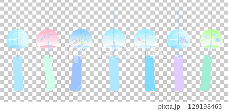Simple wind chime illustration set 129198463