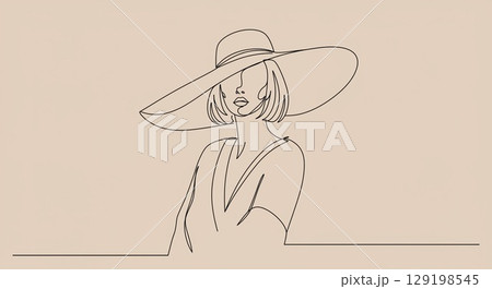 水彩画・手描きの女性・女の子のイラスト素材 水彩画・手描きの女性・女の子のイラスト素材 129198545