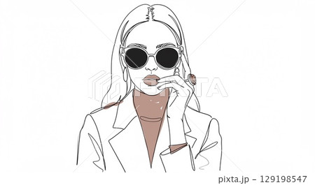 水彩画・手描きの女性・女の子のイラスト素材 水彩画・手描きの女性・女の子のイラスト素材 129198547