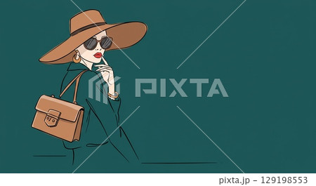 水彩画・手描きの女性・女の子のイラスト素材 水彩画・手描きの女性・女の子のイラスト素材 129198553