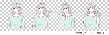 Illustration material of women and girls 129198916