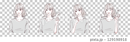 Illustration material of women and girls Illustration material of women and girls 129198918