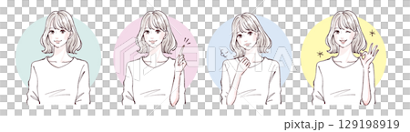 婦女和女孩插畫素材 129198919