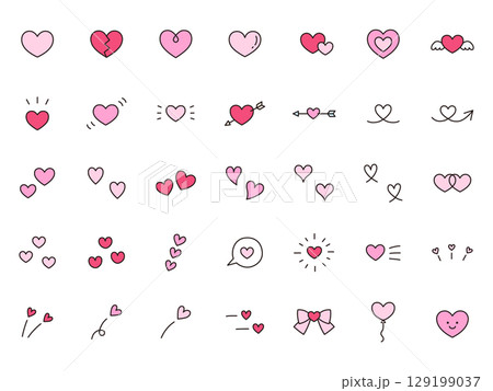 ハートのアイコンのベクターイラストセット。バレンタイン ハートのアイコンのベクターイラストセット。バレンタイン 129199037
