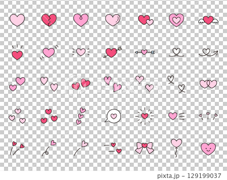 ハートのアイコンのベクターイラストセット。バレンタイン ハートのアイコンのベクターイラストセット。バレンタイン 129199037