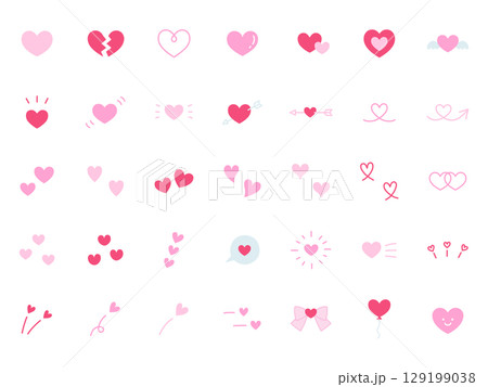 ハートのアイコンのベクターイラストセット。バレンタイン ハートのアイコンのベクターイラストセット。バレンタイン 129199038