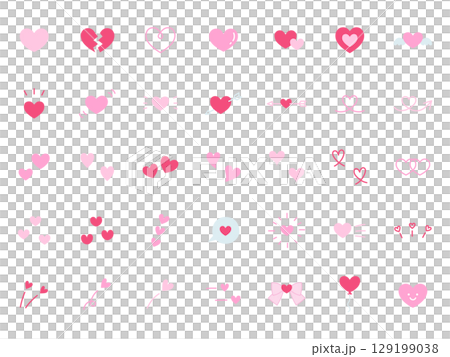 ハートのアイコンのベクターイラストセット。バレンタイン ハートのアイコンのベクターイラストセット。バレンタイン 129199038