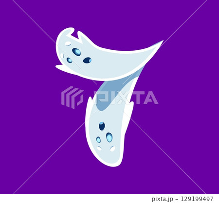 Halloween font 7 digit ghost cartoon cute character. Scary monster character English ABC numeral symbol or Halloween funny ghost font typeset vector seven digit, latin alphabet figure or number Halloween font 7 digit ghost cartoon cute character. Scary monster character English ABC numeral symbol or Halloween funny ghost font typeset vector seven digit, latin alphabet figure or number 129199497