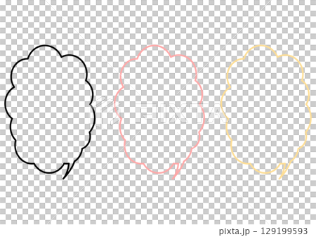 A simple set of colorful cloud-shaped speech bubbles 129199593