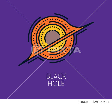Space astronomy black hole color line icon. Galaxy outerspace research or discovery thin line icon, space travel linear vector icon. Cosmos exploration lineart sign or astronomy flight outline symbol 129199604