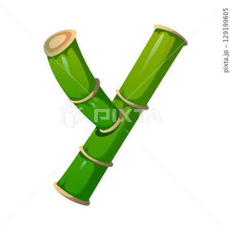 jungle bamboo branch font letter Y. Asian forest nature and eco ABC typeset element, Japan garden tree isolated cartoon vector typeface symbol. Tropical forest bamboo English alphabet type letter jungle bamboo branch font letter Y. Asian forest nature and eco ABC typeset element, Japan garden tree isolated cartoon vector typeface symbol. Tropical forest bamboo English alphabet type letter 129199605