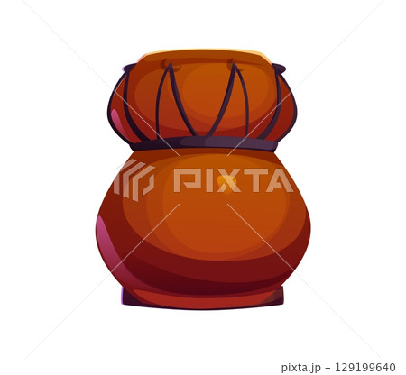 Cartoon musical font number 8 as traditional African jembe drum, music instrument typeface, entertainment funny math symbol. Isolated vector musician numeral eight character for mathematics learning 129199640