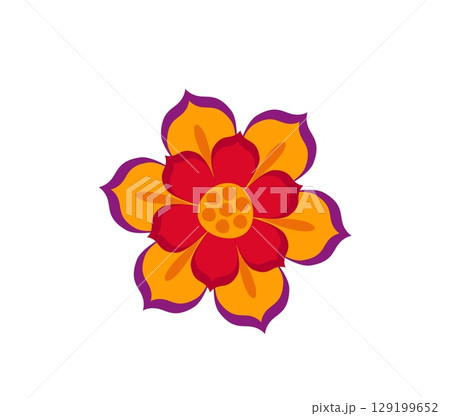 Day of the Dead font flower punctuation period. Mexico Dia de Los Muertos celebration type isolated vector special symbol, Day of the Dead carnival typeface sign. Ritual font punctuation element 129199652
