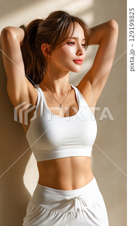 美ボディの女性が見せる自信と輝きの瞬間 129199825