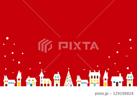 雪が降る冬の街並み 雪が降る冬の街並み 129199828
