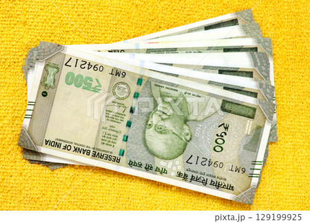 Indian currency. 500 rupee note. Five hundred rupee Indian currency 129199925