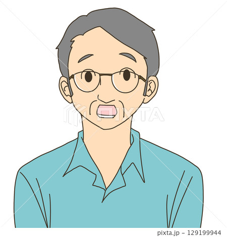 驚いているメガネの男性 129199944