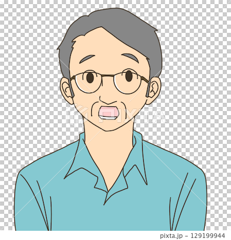 驚いているメガネの男性 129199944