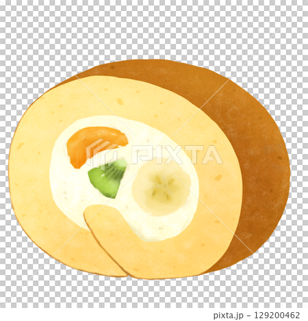 オレンジ、キウイ、バナナのフルーツロールケーキ 129200462