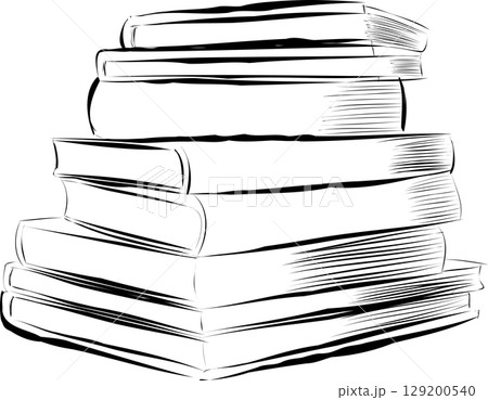 Pile of Books Drawing Vector Back to School Element Pile of Books Drawing Vector Back to School Element 129200540