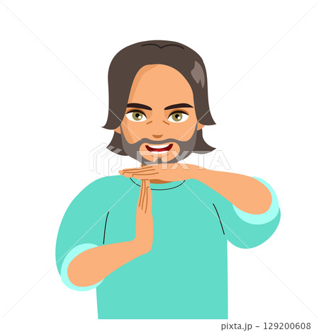 Man Making Pause Gesture Vector Illustration Man Making Pause Gesture Vector Illustration 129200608