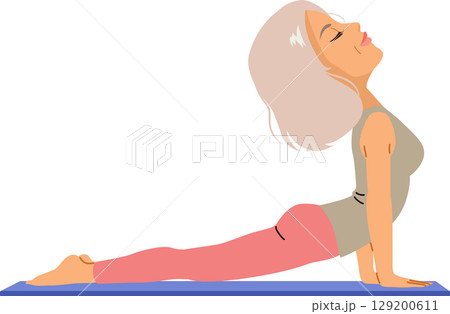 Senior Woman in Yoga Pose Vector 129200611