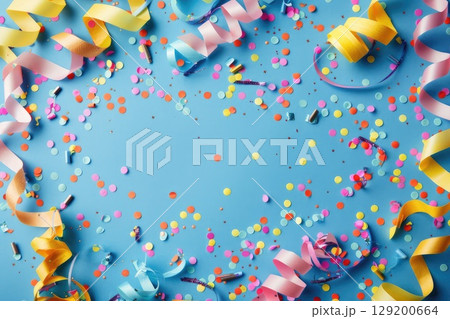 A blue background adorned with colorful...のイラスト素材 [129200664] - PIXTA